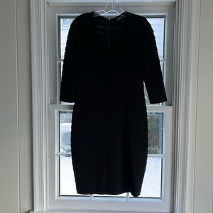 ADRIANNA PAPELL 3/4 SLEEVE BLACK DRESS 12P